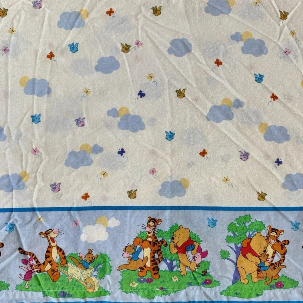 VTG 90s Disney Winnie The Pooh Piglet Tigger Curtain Valance Fabric 36x188